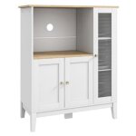 Meuble micro - ondes - homcom - armoire de cuisine buffet 1 niche 3 portes verre tremp� - bois verre ...