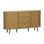 Buffet scandinave ovale 2 portes coulissantes. 4 compartiments. 3 tiroirs. effet bois rainuré. teinte ... Buffet scandinave ovale 2 portes coulissantes. 4 compartiments. 3 tiroirs. effet bois rainuré. teinte ...