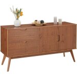 Buffet salle � manger tivoli l 145 cm en bois massif finition bois bun fonc� avec 2 tiroirs et 2 portes ...