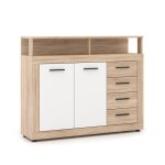 Buffet - vivaldi - luna midi a 2d4s - ch�ne sonoma / blanc - 2 portes - style contemporain - meuble de ...