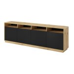 Buffet xl 240cm collection villa. couleur ch�ne et noir. 4 portes et 4 niches