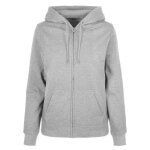 Sweat � capuche basique zipp� pour femme - build your brand - heather grey - manches longues - col capuche ...