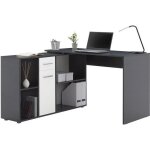 Bureau dangle carmen table avec meuble de rangement int�gr� 4 �tag�res 1 porte et 1 tiroir b�ton fonc� ...
