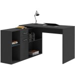 Bureau dangle carmen avec meuble de rangement int�gr� 4 �tag�res 1 porte et 1 tiroir d�cor noir mat