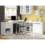 Bureau dangle - 2 tiroirs et 2 portes - coloris : blanc - evan