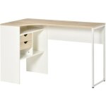 Bureau informatique homcom panneaux de particules 120x60x74cm blanc
