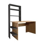 Bureau bibliothque bois mlamin chne - gris fonc 120x55x150 cm