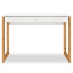 Bureau en bois avec 2 tiroirs noah design scandinave en pin massif coloris blanc et ch�ne