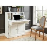Secrtaire en pin et mdf - coloris : blanc - cleore
