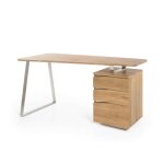 Bureau 3 tiroirs en bois massif chne clair - bu16011 - bois naturel - terre de nuit