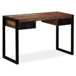Bureau en bois de rcupration massif avec 2 tiroirs - vidaxl - 120x50x76 cm - laqu - noir