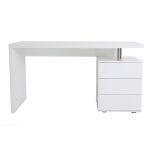 Bureau design blanc laqu 3 tiroirs calix