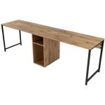 Bureau d�tude moderne avec pieds en m�tal - twin - pin atlantique / noir - 240 x 74 x 60 cm