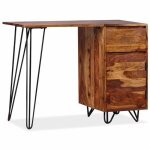 Bureau droit - vidaxl - bois massif de sesham - 1 tiroir - 1 armoire Bureau droit - vidaxl - bois massif de sesham - 1 tiroir - 1 armoire