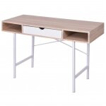 Bureau droit vidaxl - ch�ne et blanc - 1 tiroir - style scandinave / moderne