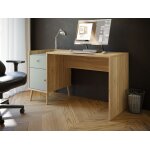 Bureau droit whenua - ch�ne / vert sauge - 1396 x 773 x 60 cm