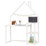 Bureau enfant nivia en forme de maison en pin massif bureau chambre enfant bois en pin massif blanc
