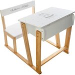 Bureau enfant pupitre en pin et mdf coloris blanc - naturel - dim : l. 58 x l. 79 x h. 635 cm Bureau enfant pupitre en pin et mdf coloris blanc - naturel - dim : l. 58 x l. 79 x h. 635 cm