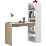 Bureau avec étagère intégrée coloris blanc artic / chêne canadien - hauteur 144 x longueur 120 x profondeur ... Bureau avec étagère intégrée coloris blanc artic / chêne canadien - hauteur 144 x longueur 120 x profondeur ...
