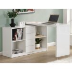 Bureau extensible avec plateau pivotant 360° - mdf - blanc laqué - pavelo Bureau extensible avec plateau pivotant 360° - mdf - blanc laqué - pavelo