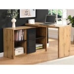 Bureau extensible avec plateau pivotant 360 - mdf - naturel et noir - pavelo
