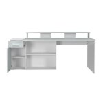 Bureau gamer table de jeu coloris blanc gris pastel - longueur 160 x hauteur 92 x profondeur 115 cm Bureau gamer table de jeu coloris blanc gris pastel - longueur 160 x hauteur 92 x profondeur 115 cm