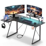 Bureau gaming en l - fibre de carbone - avec prises de courant et ports usb / panier  boissons et crochet ...