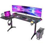 Bureau gaming led angle 162x100x77cm bureau gamer forme l gauche table table ordinateur