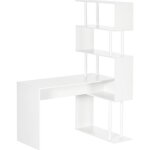 Bureau dangle homcom panneaux de particules 120x80x176cm blanc