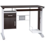 Homcom - bureau informatique - panneaux mdf - 100x52x75cm - noyer noir blanc argent