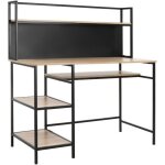 Bureau informatique avec �tag�res homcom panneau de particules classe e1 120x53x126cm bois naturel