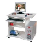 Bureau informatique à roulettes - paris prix - tao - contemporain - design - bois - blanc Bureau informatique à roulettes - paris prix - tao - contemporain - design - bois - blanc