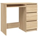 Bureau - keenso - da007 - chne sonoma - 90x45x76 cm - 3 tiroirs - montage facile
