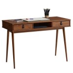 Bureau kim en pin massif avec 2 tiroirs et 1 niche lasur� brun fonc�