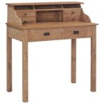 Bureau - mothinessto - teck massif - 6 tiroirs - 90 x 50 x 100 cm - style classique