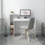 Bureau dordinateur en bois blanc&gris avec étagères et rangement - mondeer Bureau dordinateur en bois blanc&gris avec étagères et rangement - mondeer