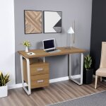 Bureau pearl 120x60cm / dcor chne blanchi et mtal blanc