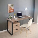 Bureau pearl 120x60cm / dcor chne blanchi et mtal noir