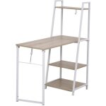 Homcom - bureau - bois - 106x48x128cm - imitation ch�ne clair blanc