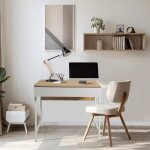 Bureau pollux 80 x 48 cm / dcor chne blanchi et mtal blanc