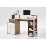 Bureau avec rangements en bois imitation chne clair - bu13021 - bois clair - terre de nuit