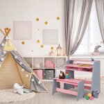 Relaxdays bureau enfant avec banc 2 compartiments hauteur table rglable hxlxp: 88 x 90 x 48 cm rose ...