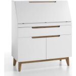 Bureau secrtaire en bois blanc laqu et chne clair - bu16001 - blanc - terre de nuit