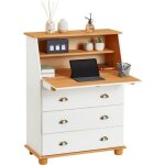 Bureau secr�taire gomes avec abattant 1 �tag�re et 3 tiroirs plan de travail rabattable en pin massif ...