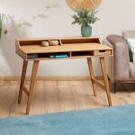 Bureau secr�taire luna avec niches 110 x 84 x 54 cm en bois de pin massif rangement �l�gant et compact ...