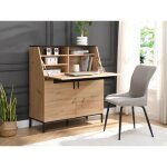 Secrétaire avec 2 portes - mdf - naturel et noir - maleda Secrétaire avec 2 portes - mdf - naturel et noir - maleda