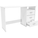 Bureau style contemporain blanc perle - demeyere - aristote - 123 cm - 3 tiroirs