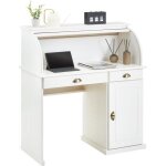 Bureau secr�taire tom avec volet roulant rangement 2 tiroirs et 1 porte avec �tag�re en pin massif lasur� ...