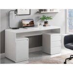 Bureau avec rangements serguei - mdf laqu blanc