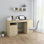 Bureau - vidaxl - chne sonoma - 3 tiroirs - design contemporain - 140x50x76 cm